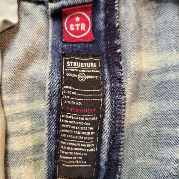 Structure Jeans Men's 33x28 Straight Leg Relaxed Loose Blue Denim Distressed - Picture 4 of 12